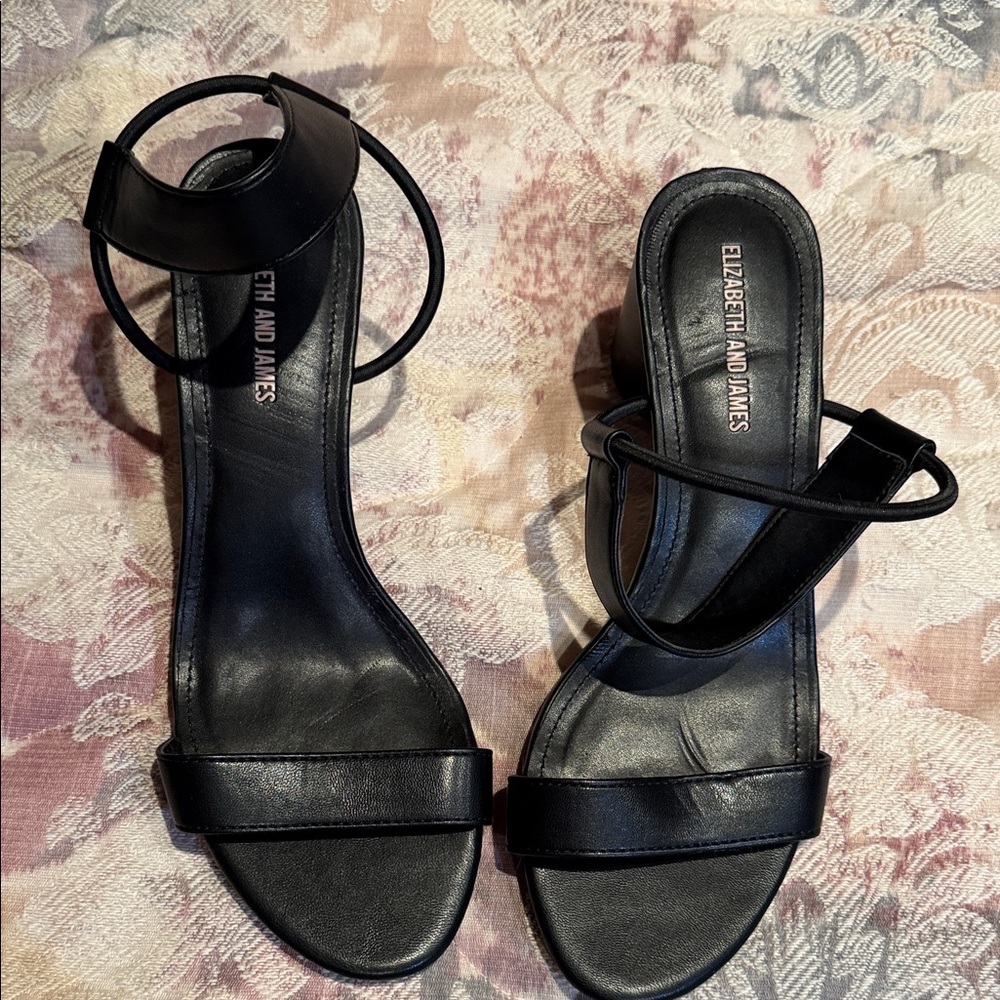Elizabeth and James Black Strappy Heels